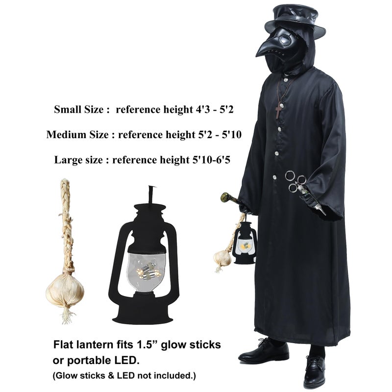 Absolute Vibe Plague Doctor Bird Mask and Hat Combo Set Halloween Costume Steampunk Cosplay Props (M, BLACK-001) - Image 4
